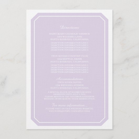 紫色の単エレガントなる情報カード エンクロージャーカード (正面)