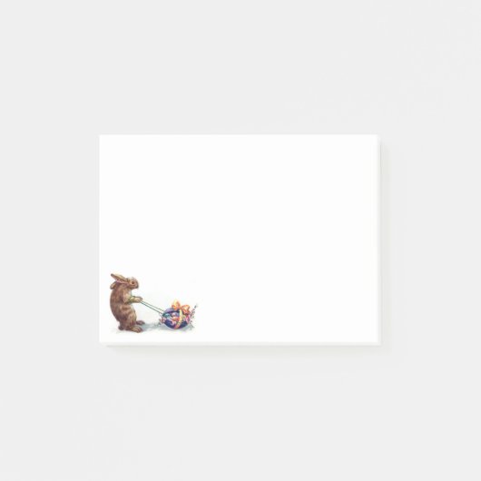 紫色の卵を引くヴィンテージのウサギ ポストイット (正面)