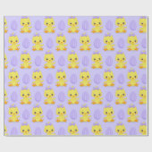 紫色の卵を持つキュートな黄色のイースターチックス ラッピングペーパー (フラット)