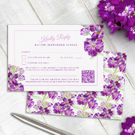 紫色の原水色結婚のQRコード 出欠カード