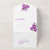 紫色の原水色結婚のQRコードRSVP オールインワン招待状 (外側)