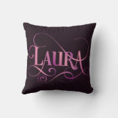 紫色の原稿のローラのパーソナライズで渦巻形のなピンク クッション (裏面)