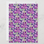 紫色の原花の水彩画結婚の 招待状 (裏面)