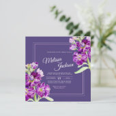 紫色の原花の水彩画結婚の 招待状 (スタンド正面)