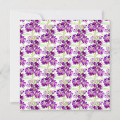 紫色の原花の水色ライブストリーム結婚の 招待状 (裏面)