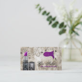 紫色の口紅のメーキャップアーティストのサロンの名刺 名刺 (スタンド正面)