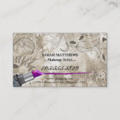 紫色の口紅のメーキャップアーティストのサロンの名刺 名刺 (裏面)