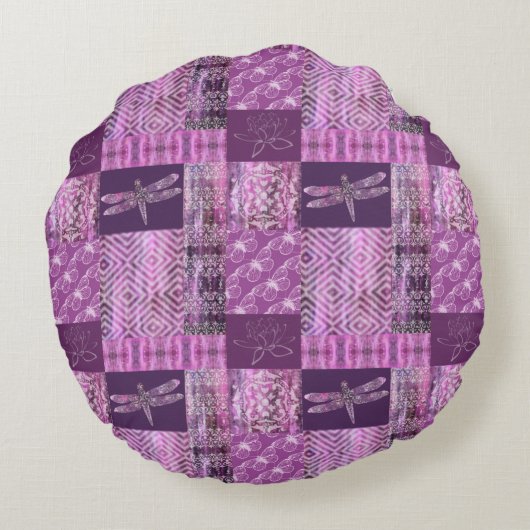 紫色の古さび: モザイク ラウンドクッション (裏面)