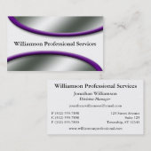 紫色の名刺が付いているお洒落な銀 名刺 (正面/裏面)