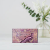 紫色の名刺のロココ様式の孔雀 名刺 (スタンド正面)