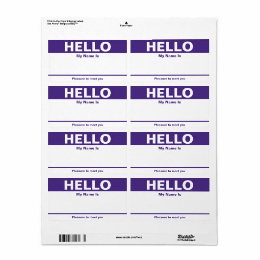 紫色の名前タグ – ラベル (フルシート)