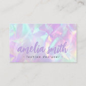紫色の名前ホログラフィックパステルの虹色 名刺 (正面)