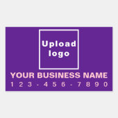 紫色の四角形の上のビジネス電話番号ステッカー 長方形シール (正面)