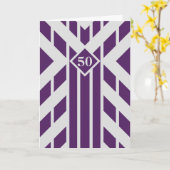 紫色の四角形は灰色の第50誕生日で縞で飾ります カード (黄色い花)