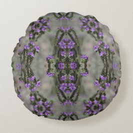 紫色の塩ヘリオトロープのワイルドフラワーパターン ラウンドクッション