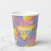 紫色の夏の気化波サンセット誕生日紙カップ 紙コップ (正面)
