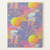 紫色の夏の蒸気波の夕日とヤシの木 プランナー手帳 (裏面)