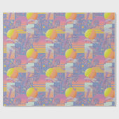 紫色の夏の蒸気波の夕日とヤシの木 ラッピングペーパー (フラット)