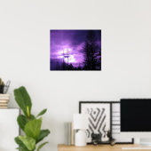 紫色の夕焼けとシルエット 20" x 16" ポスター (ホームオフィス)