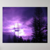紫色の夕焼けとシルエット 20" x 16" ポスター (正面)