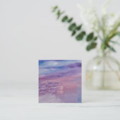 紫色の夕焼け 青いピンクのカラフルな抽象芸術 スクエア名刺 (スタンド正面)