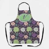 紫色の多肉性モノグラムのスクリプト エプロン (正面)