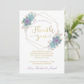 紫色の多肉果金ゴールド幾何学的ベビーシャワー サンキューカード (スタンド正面)