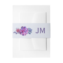 紫色の多肉株モノグラム結婚の 招待状ベリーバンド