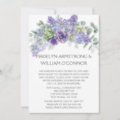 紫色の多肉植物、ライラック、ラベンダー披露宴のみ 招待状 (正面)