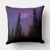 紫色の夜空の天の川の森 クッション (裏面)