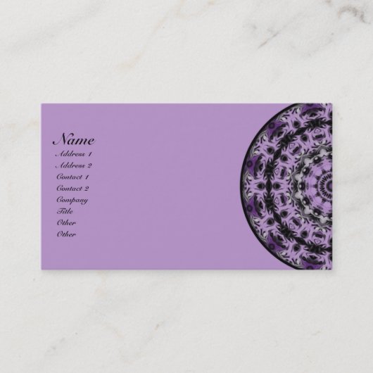 紫色の夢の万華鏡のように千変万化するパターン 名刺 (正面)