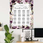 紫色の大きなピンクのフローラ16テーブルの座席表 ポスター (ホームオフィス)