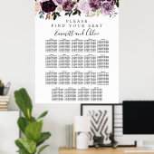 紫色の大きなピンクのフローラ19テーブルの座席表 ポスター (ホームオフィス)