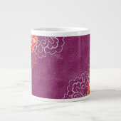 紫色の大きな花ジャンボマグスープアイスクリーム ジャンボコーヒーマグカップ (正面)