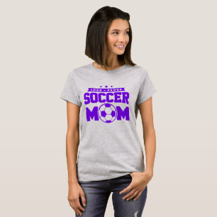 紫色の大き誇りを持ったいサッカーママデザイン Tシャツ