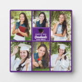紫色の大学院コラージュ正方形の卒業写真6 フォトプラーク (正面)