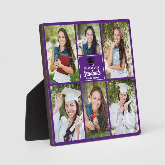 紫色の大学院コラージュ正方形の卒業写真6 フォトプラーク (正面)
