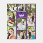 紫色の大学院フォトコラージュ卒業ギフト フリースブランケット (正面)