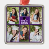 紫色の大学院フォトコラージュ卒業 メタルオーナメント (正面)