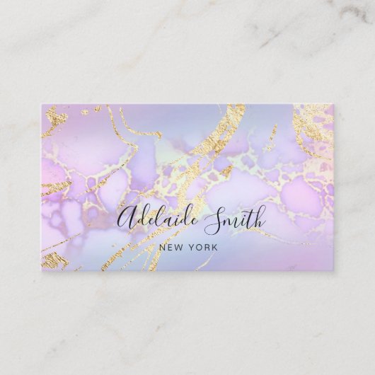 紫色の大理石にシミュレートされたグリッター詳細 名刺 (正面)