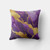 紫色の大理石のパターン(金ゴールド) クッション (裏面)