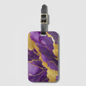 紫色の大理石のパターン(金ゴールド) ラゲッジタグ (正面縦)