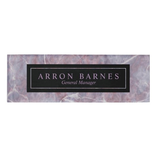 紫色の大理石の従業員スタッフ磁気名タグ 名札 (正面)