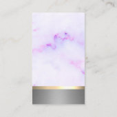 紫色の大理石テクスチャシルバー金ゴールドメタリックトリム 名刺 (裏面)