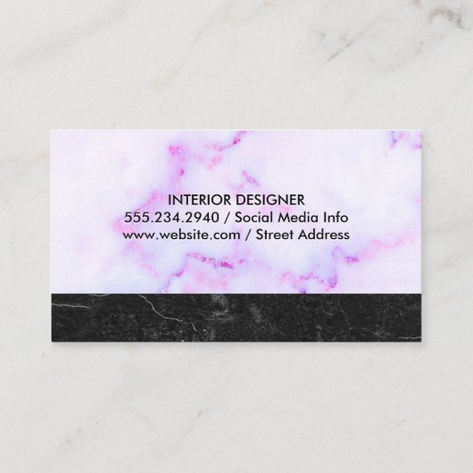 紫色の大理石テクスチャ |ブラック石板大理石 名刺 (裏面)