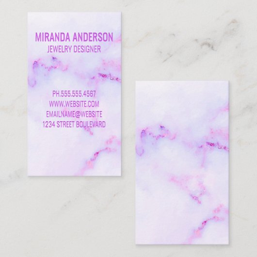 紫色の大理石テクスチャ 名刺 (正面/裏面)