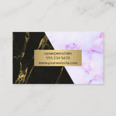 紫色の大理石テクスチャ |黒金ゴールド大理石 名刺 (裏面)