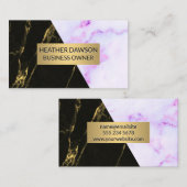 紫色の大理石テクスチャ |黒金ゴールド大理石 名刺 (正面/裏面)