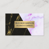 紫色の大理石テクスチャ |黒金ゴールド大理石 名刺 (正面)