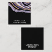 紫色の大理石製イヤリング表示 スクエア名刺 (正面/裏面)